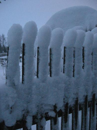 Zaun mit Schneekappen